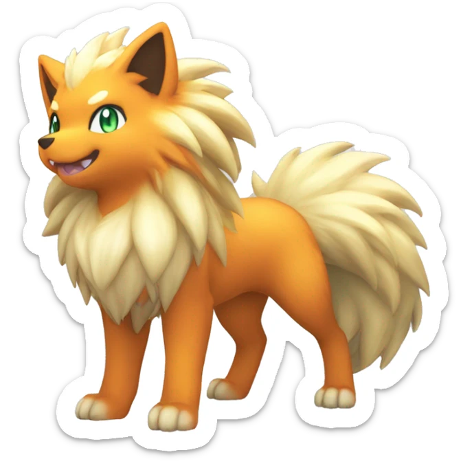 Colorful Shiny Kawaii Cute Arcanine—Vulpix-Ninetails-Fakémon-Pokémon full body sticker