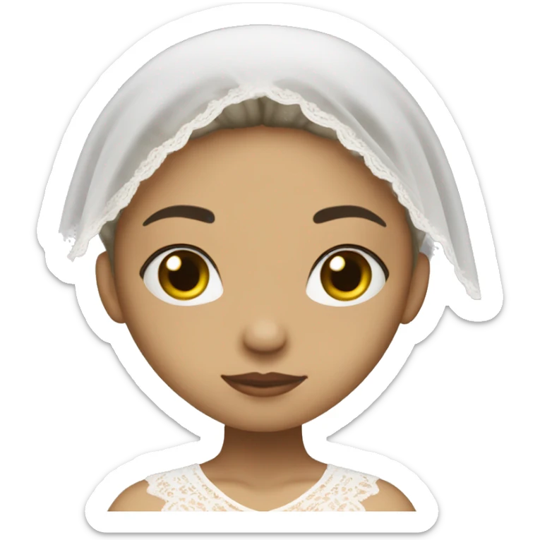 Light skin girl praying with eyes closed and lace white veil  sticker