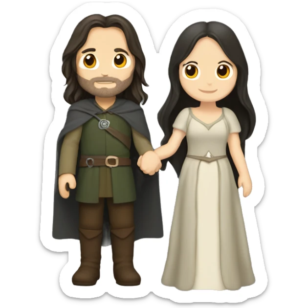 Aragorn holding hands with Arwen from Lord of The Rings sticker