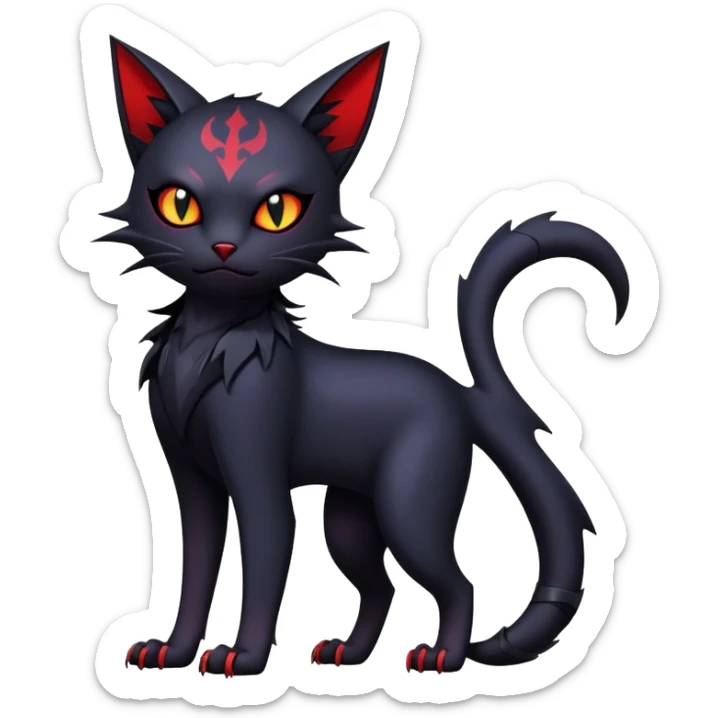 Vampiric feral futuristic gothic emo dark bat-cat-Litten-Noibat-Fakémon-hybrid-creature (full body) sticker