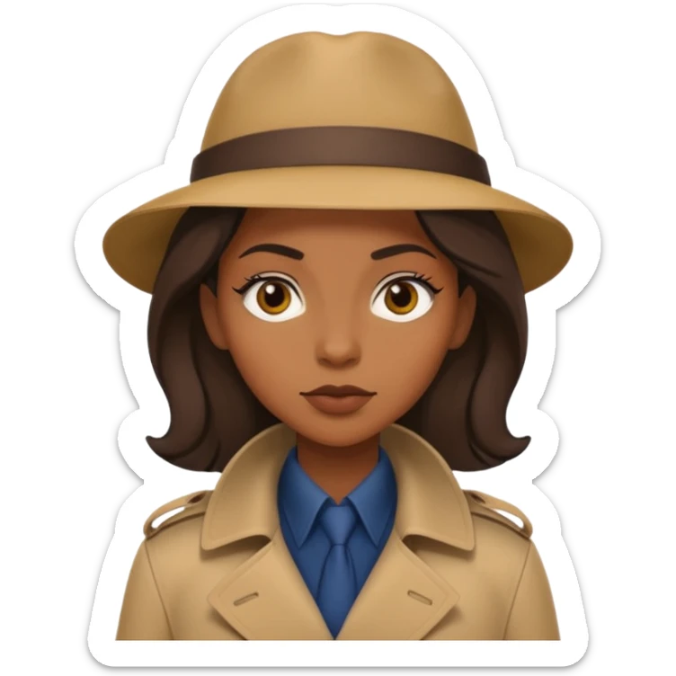 kahverengi trençkotlu kadın zenci dedektif  sticker