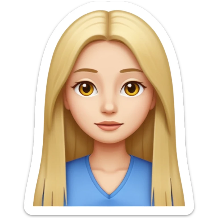 v-line face, long straight hair, slim small woman, emoji style sticker