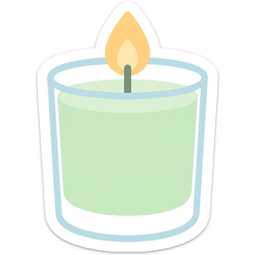 pale green candle in a glass cup sticker