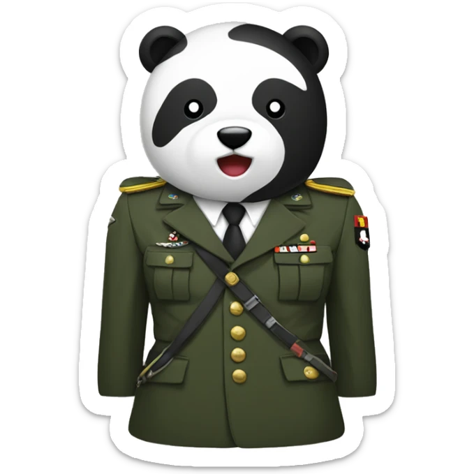 Monokuma Con Traje Militar Cayendo En Paracaidas Con Un Fondo De Un Solo Color sticker