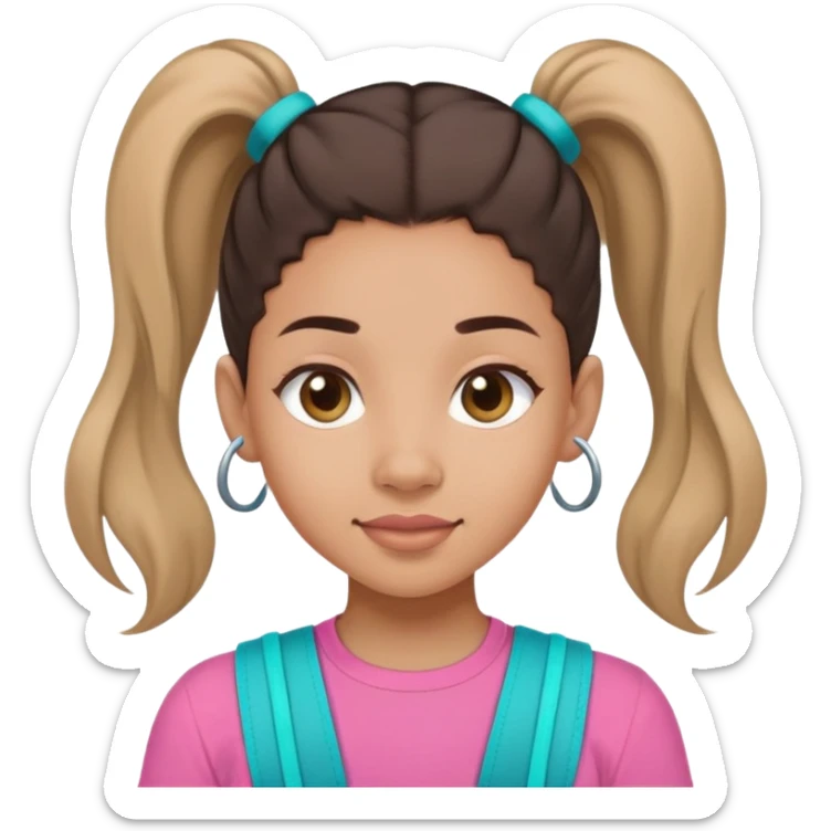 lightskin girl with ponytail wearing pink shirt and teal braces  sticker
