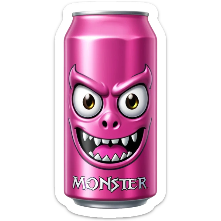 Pink monster energy drink with the logo of original monster company energy drink do not add the face in it just normal monster can  sticker