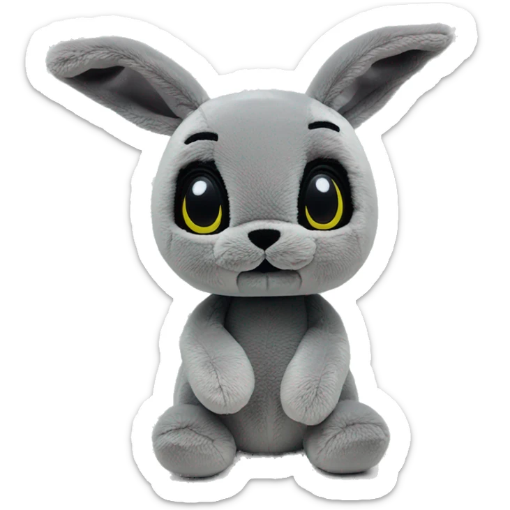 grey bunny jellycat with cute blank full black eyes no sclera of eyes sticker