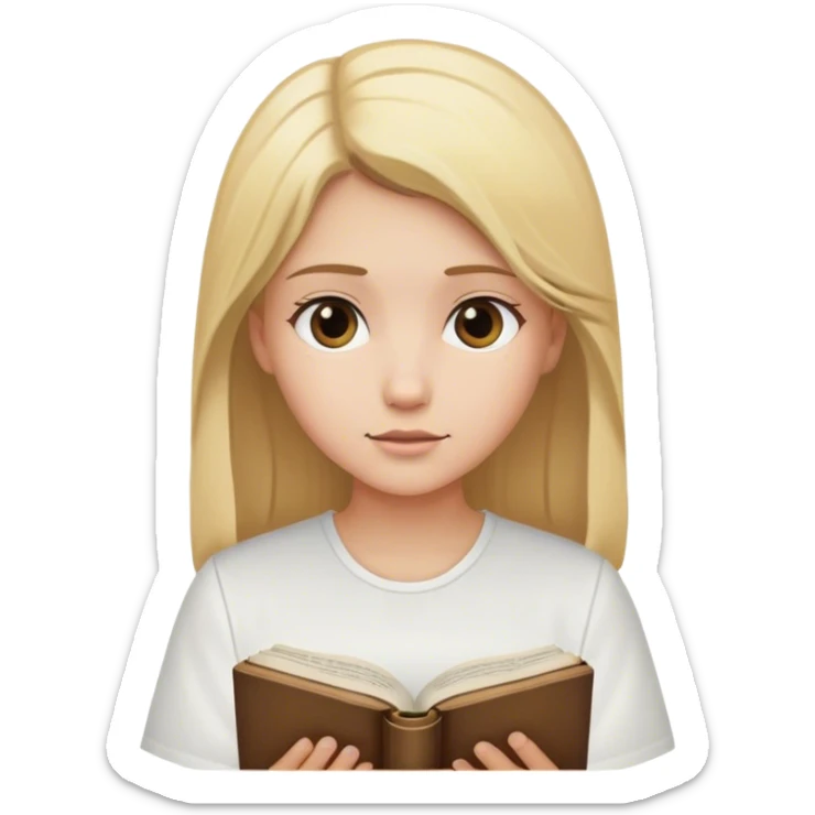 Chica de pelo rubio con pile Blanca y camisa Blanca leyendo la biblia sticker