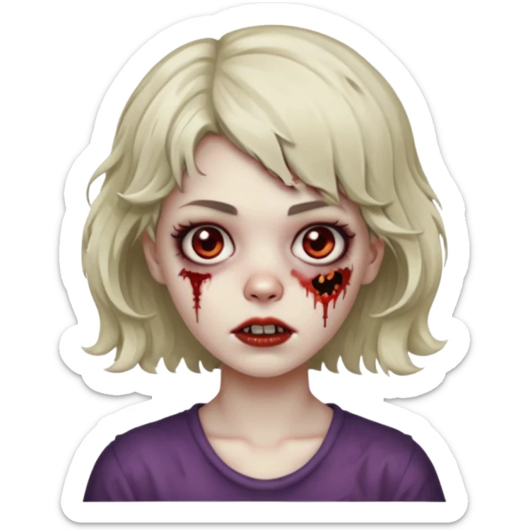 Uma menina zombie com um cabelo ondulado curto, com a franja pro lado sticker