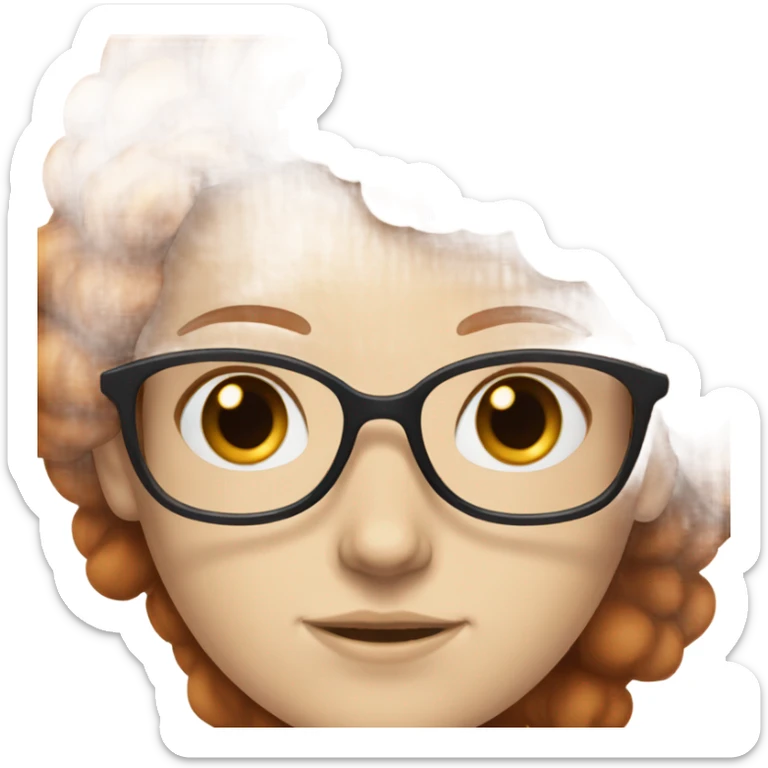 White girl with auburn hair and glasses blue eyes sticker