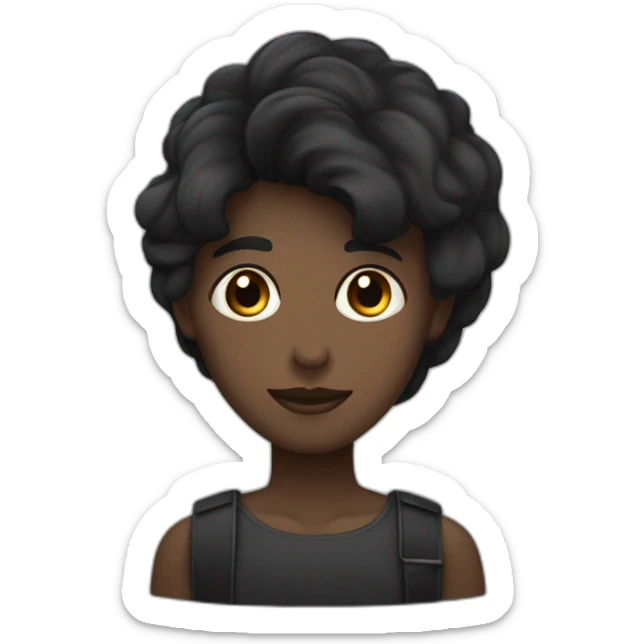 Hombre sin cabello con perilla junto a mujer cabello corto negro peinado de lado sticker