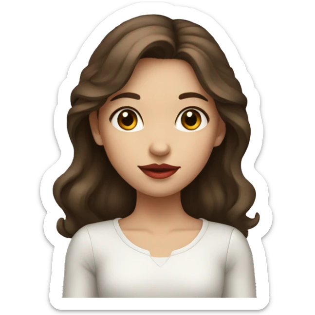 Young girl with brown hair, brown eyes and red lips sticker