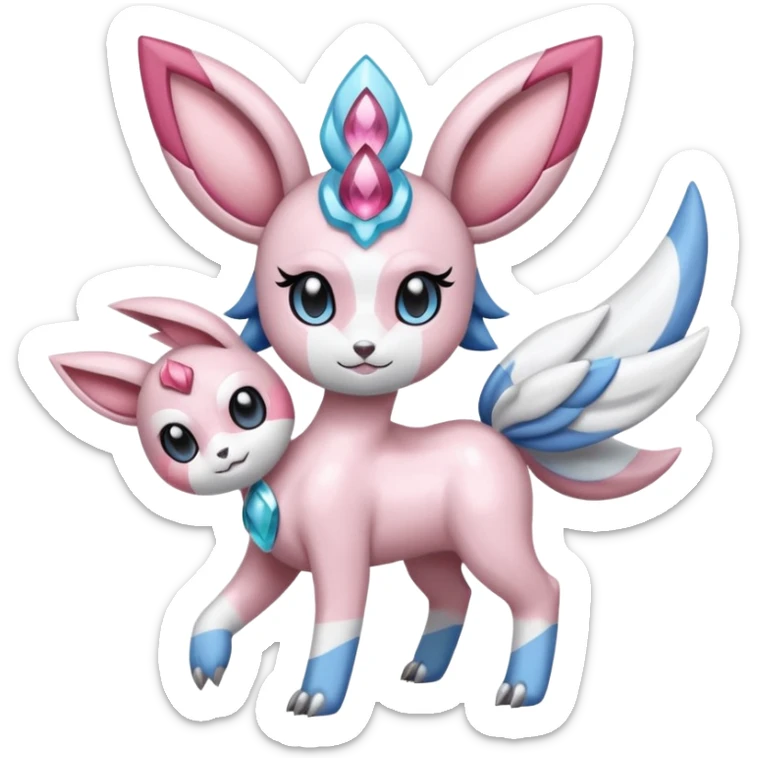 Elegant beautiful cute feminine shiny Palkia-Diancie-Absol-Sylveon-Meloetta-fusion  sticker