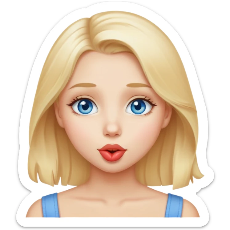 Girl with blond hair blue eyes beautiful finish and sending lovely kisses  sticker