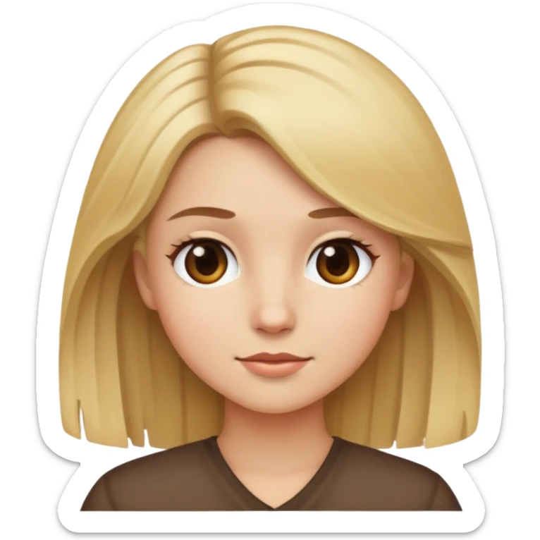 girl with blonde and brown mixed hair, iOS style emoji sticker