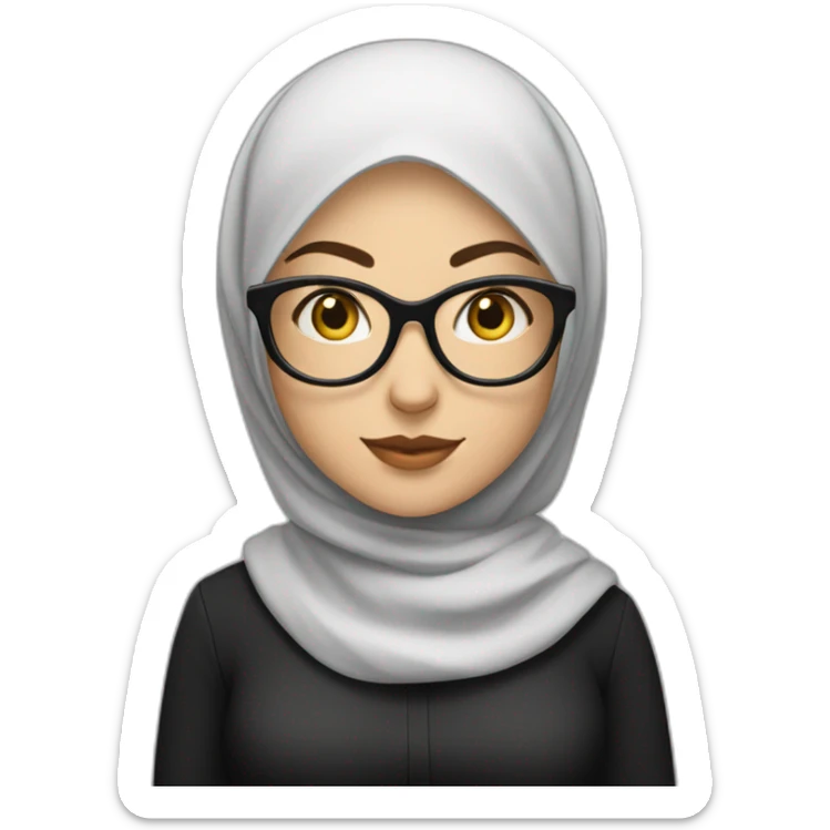 white-woman-wearing-black-hijab-and-black-shirt-and-rounded-glasses sticker