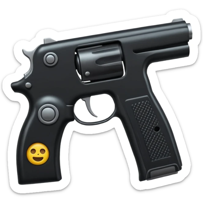   Un emoji con una nueve milímetro que sea realista con un emoji de venganza sticker