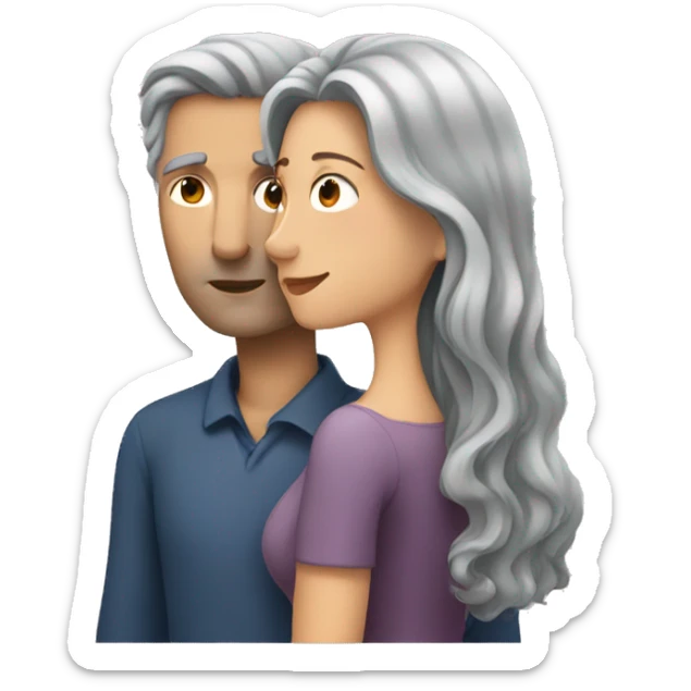 Man with brown hair kissing woman with long gray hair  sticker
