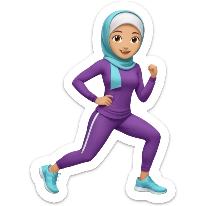 High resolution full body of a girl wearing a hijab and is a fitness trainer sticker
