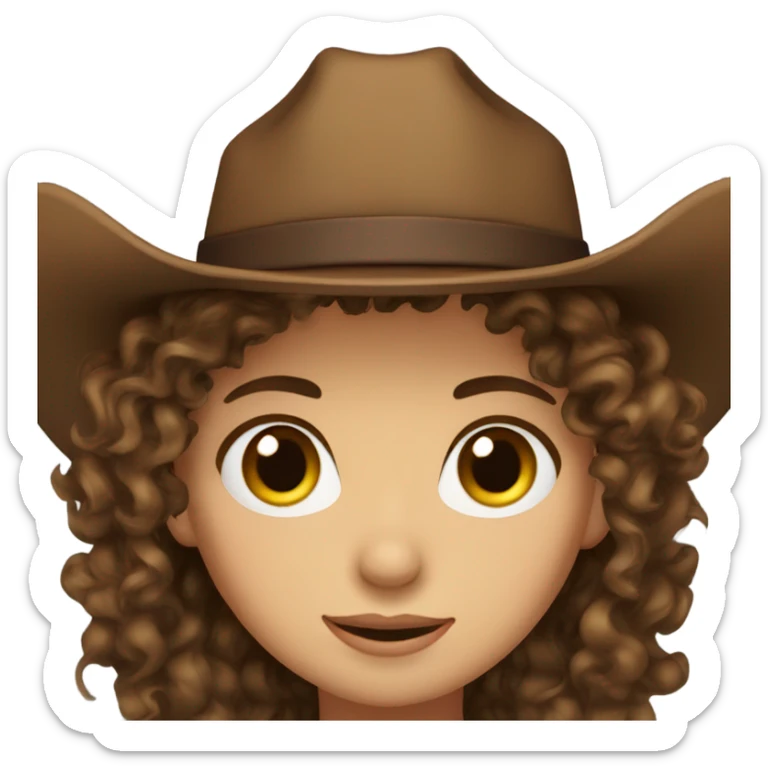 Brown hair cowgirl brown eyes curly hair sticker
