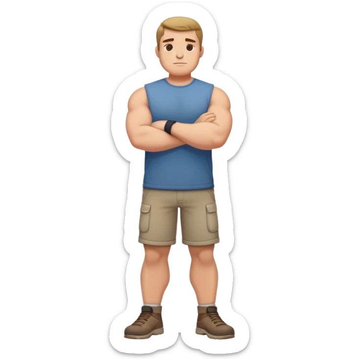 full body bulky male figure standing with arms crossed, muscular build, wearing casual clothes, confident stance sticker