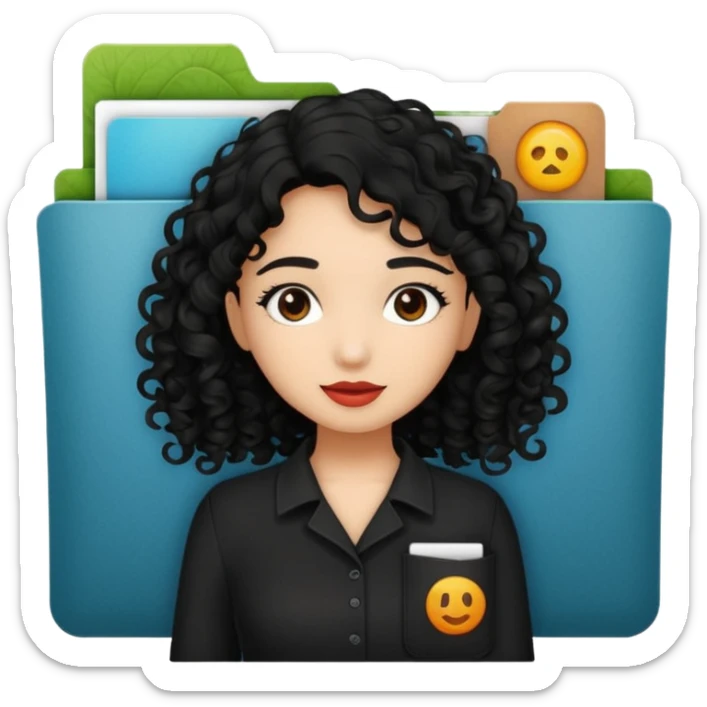 black transparent pocket black folder - with a canela skin girl with curly black hair logo  sticker