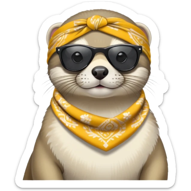 These two animals look like they run the streets — ferret and grey harp seal, dripped out in shades and bandanas sticker