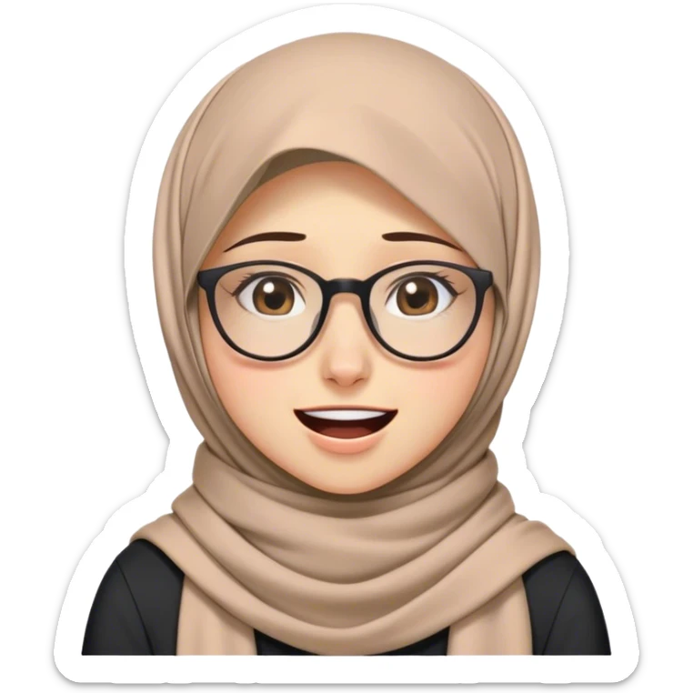 generate an image for funny emmoji for a girl with Hijab scarf and glasses and who is depressed want to cry but still laughing front of people and clearly struggling inside combin this two emoji 😅😭 sticker