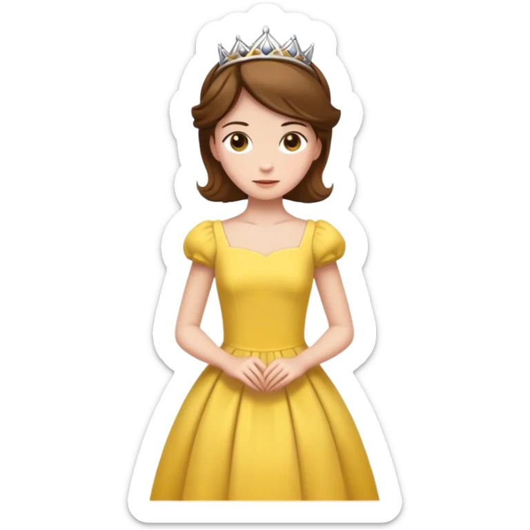 minimal simple princess with yellow dress and brown hair sticker