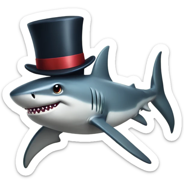 Shark with a top hat sticker