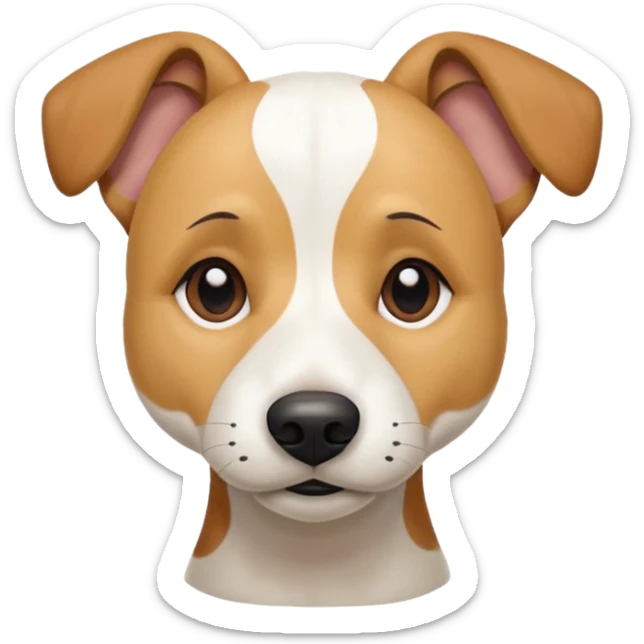a full body facing front on of a buff white beagle cross jack russell terrier looking dog the size of a kelpie with light brown long ears resting on its face and a light brown patch above one eye and a large snout. the rest of the dog is completely white.  sticker