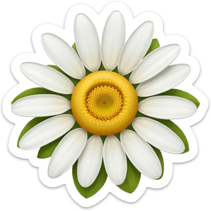 daisy flower, top view, apple style emoji, with a more pronounced yellow center sticker
