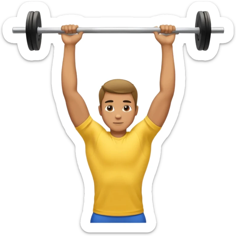 Homem amarelo fazendo barra fixa mostrando as costas sticker