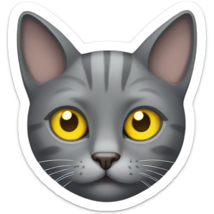 Face of gray cat with ears and yellow eyes looking at you brutal sticker
