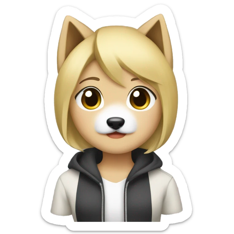 
Akita Neru: A stylish character with blonde hair, typically dressed in trendy, casual attire. sticker