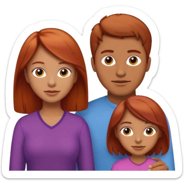 Red hair mom brown hair dad brown hair teen girl sticker