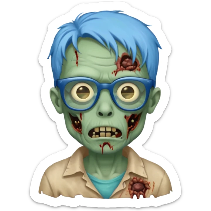 zombie with blue glasses sticker