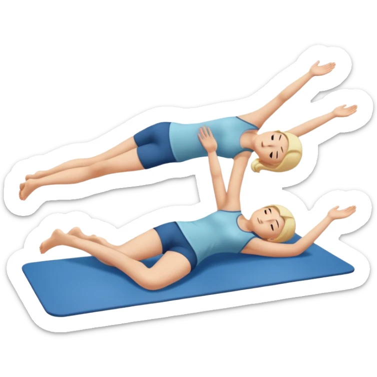 the feet are on the mat, the back is arched inward and the hands are stretched towards the legs sticker