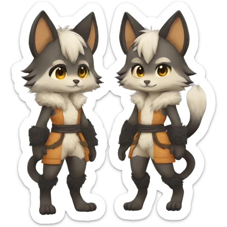 Kemono-style, Chibi, Anthro-Fur-Sona-Fakémon, clothing, Full Body sticker
