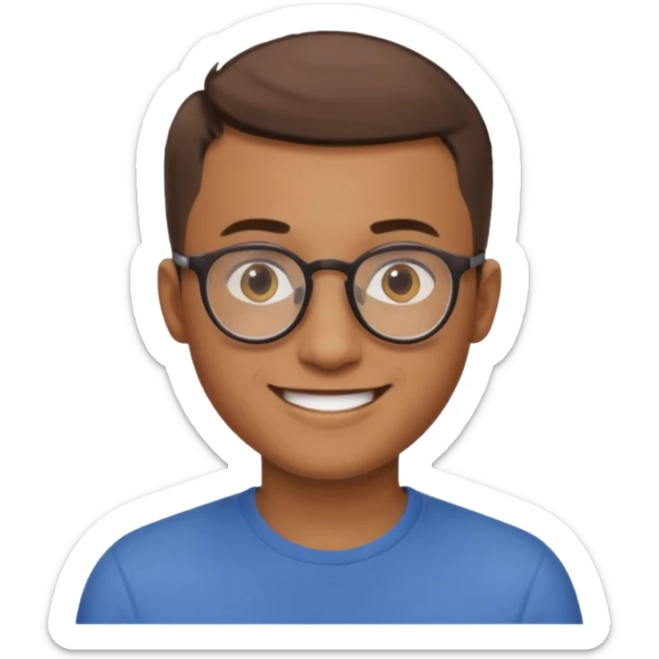 homme cheveux très court marron clair sans barbe sourrir avec lunettes rondes sticker