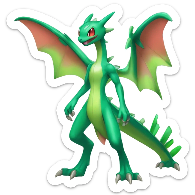 Anthro Cool Edgy Legendary Colorful Shy Shiny Fakemon-Pokémon-Flygon-Fantasy-Creature With Full Body Detailed High Quality sticker