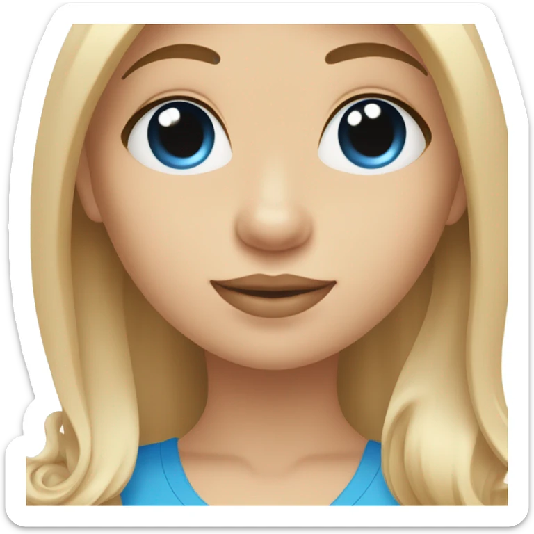 Blonde girl with long straight hair and blue eyes holding a maltipoo  sticker