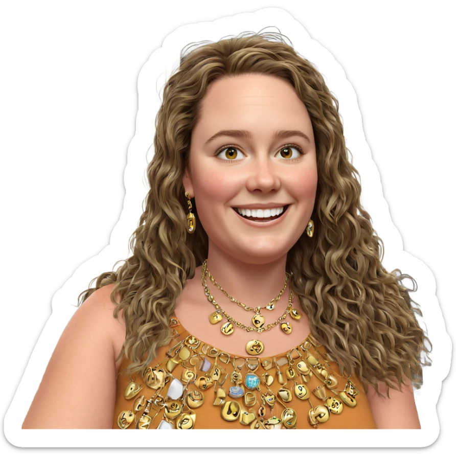 happy girl with jewelry smile sticker