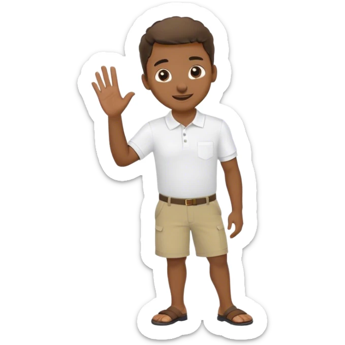 Pool attendant. white polo shirt. khaki shorts. waving. African american  sticker