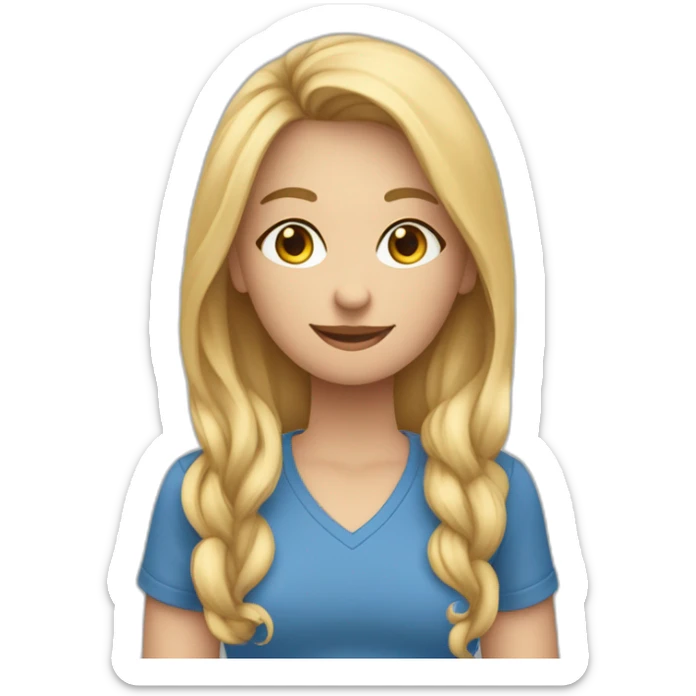 Een moeder met blond haar en een blauwe shirt waar op staat de anderen moeders doen ook maar wat en een spijkerbroek sticker