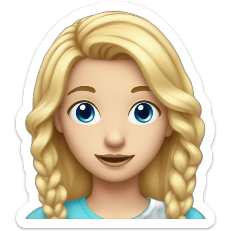 Teenager girl with hair attached to blue eyes sticker