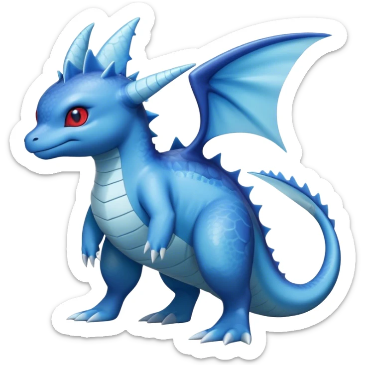 Edgy cool Lapras-Vaporeon-Pokémon-hybrid full body, four legs, red eyes,  sticker
