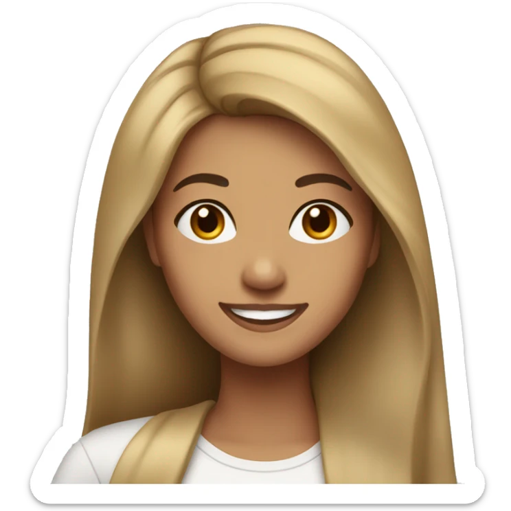 smiling middle-eastern woman with long brown hair and blonde highlights sticker