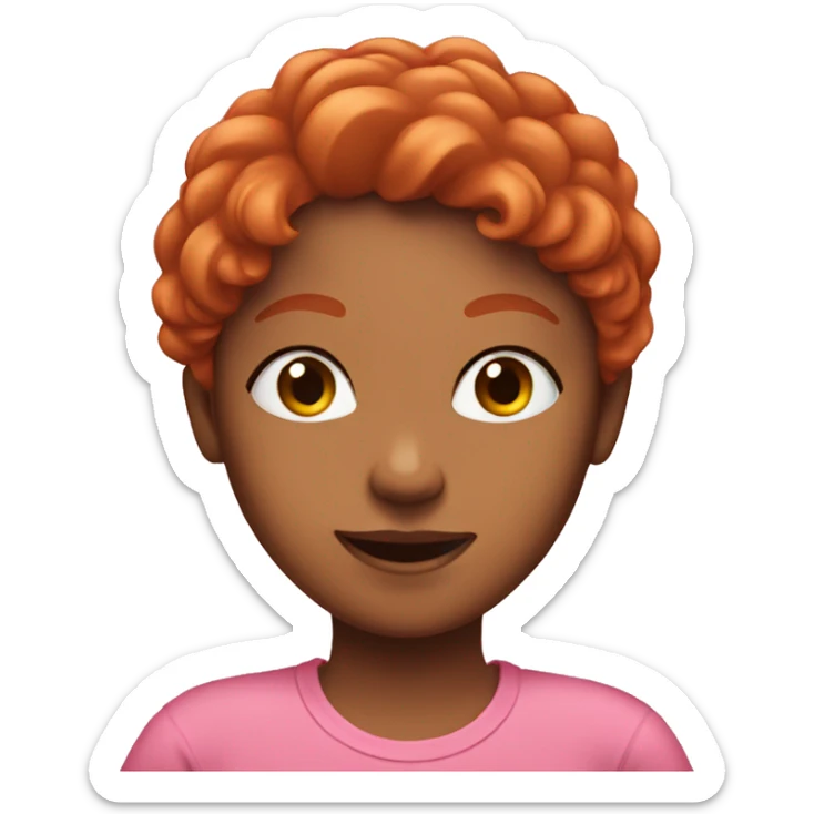 A girl with red hair in a pink T-shirt  sticker