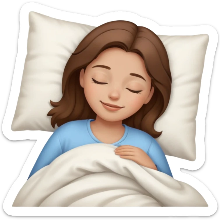The brown hair girl going to sleep with smile and closed eyes sticker